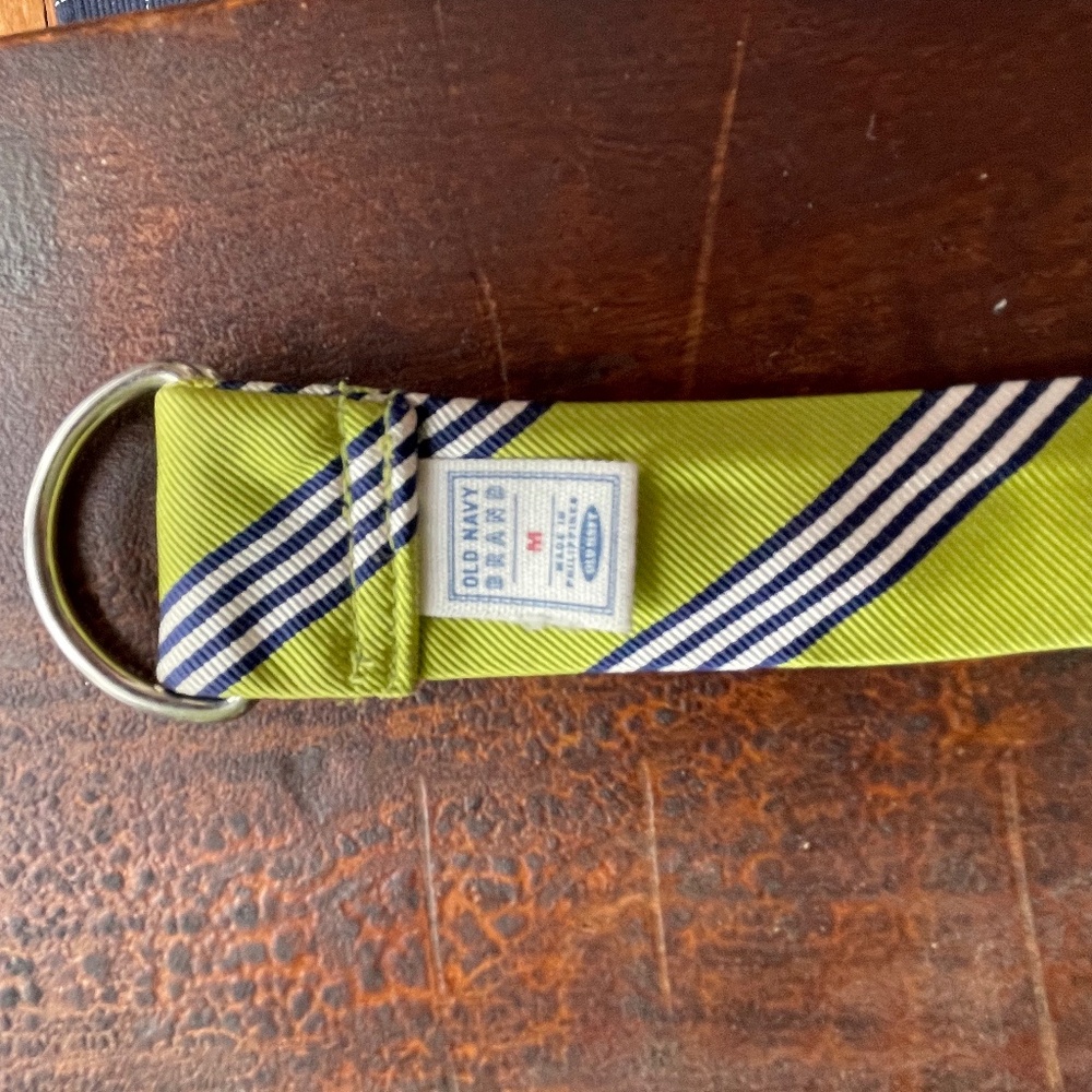 Old Navy green and blue ribbon belt